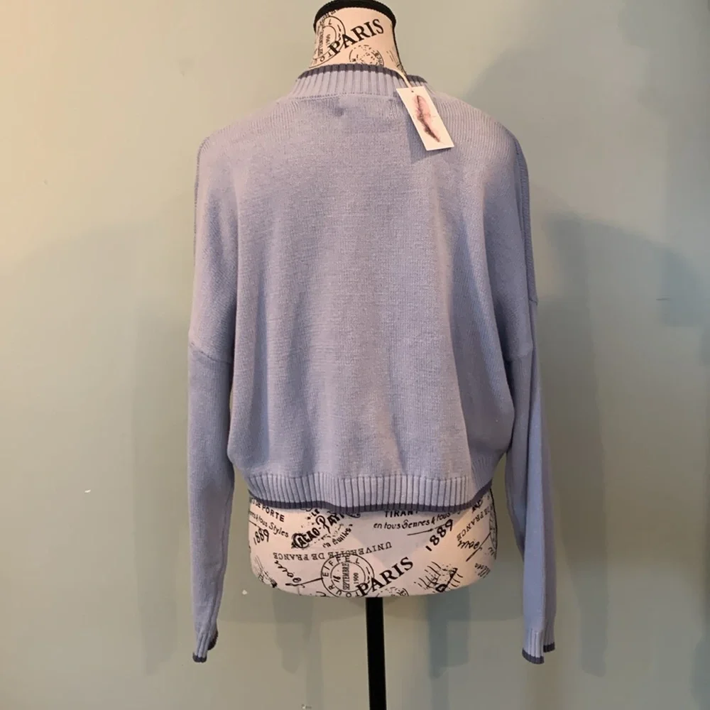 Jessica Simpson Blue Sunday Funday Drop Sleeve Pullover Sweater Women’s Small - Picture 2 of 8